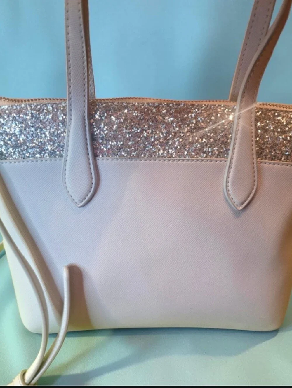 Kate Spade Flash Glitter Mixed Saffiano Satchel With Crossbody Strap Like New